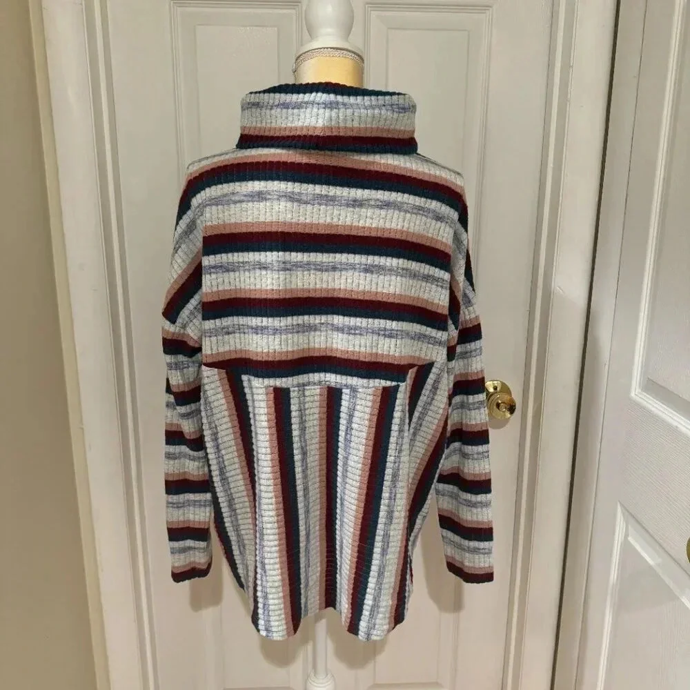 Saturday Sunday by Anthropologie Pippa Haccie Striped Turtleneck Ribbed Sweater - Picture 2 of 8
